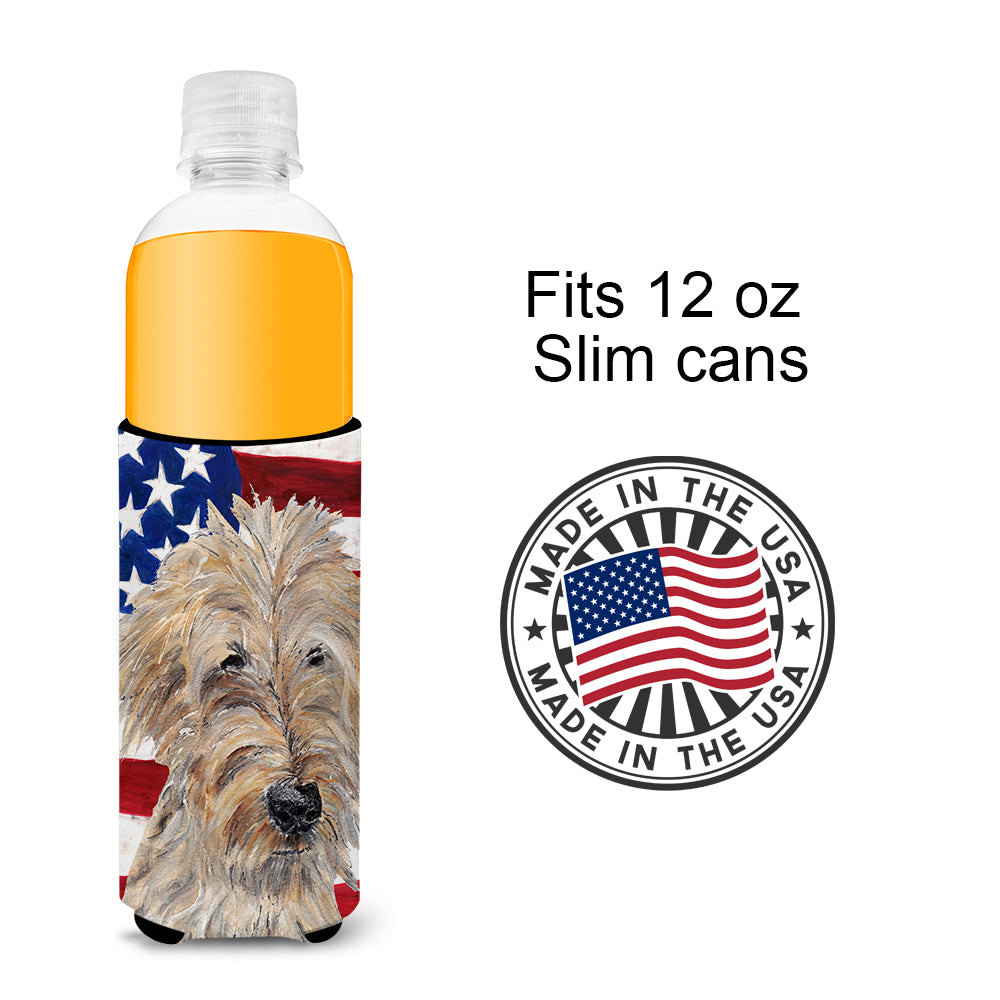 Goldendoodle USA American Flag Ultra Beverage Insulators for slim cans.