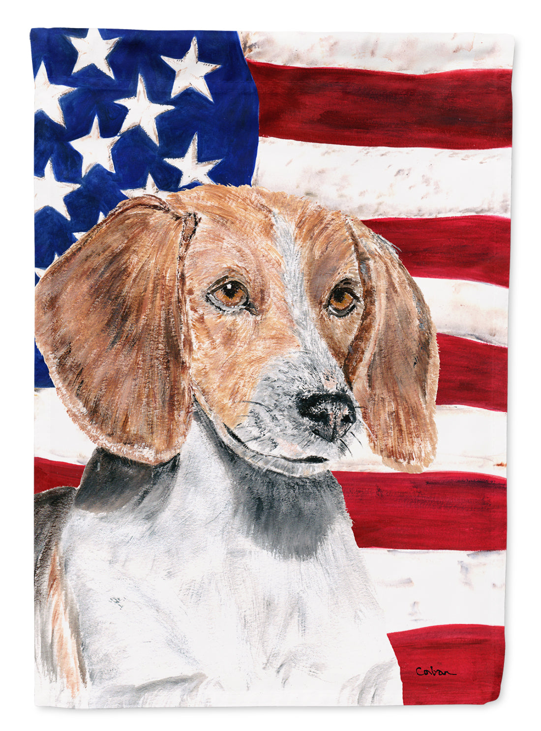 English Foxhound USA American Flag Flag Garden Size.