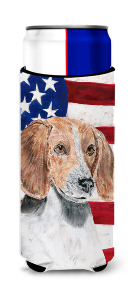 English Foxhound USA American Flag Ultra Beverage Insulators for slim cans.