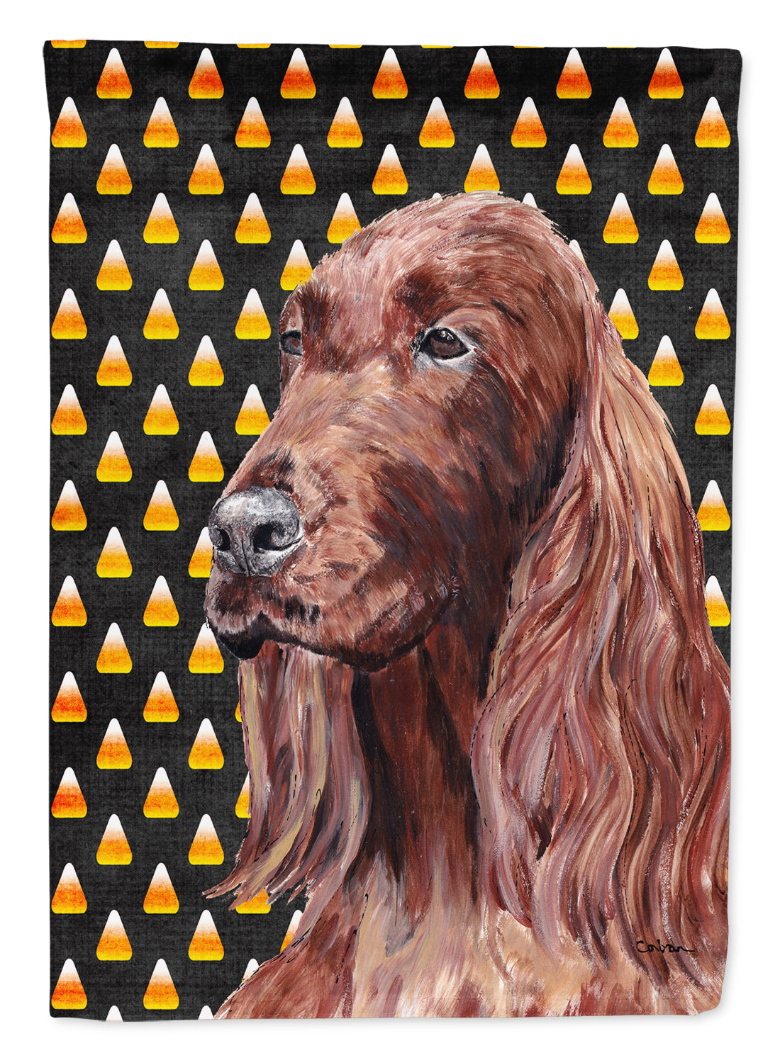 Irish Setter Halloween Candy Corn Flag Canvas House Size  the-store.com.