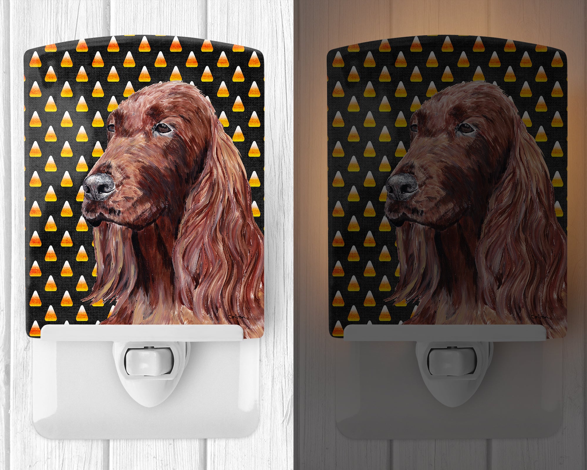 Irish Setter Candy Corn Halloween Ceramic Night Light SC9524CNL - the-store.com