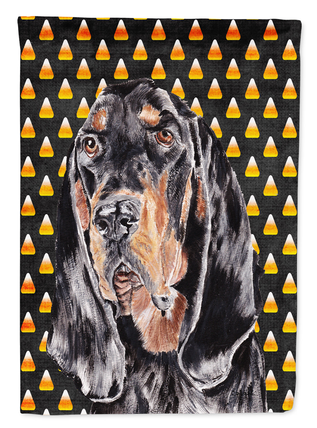 Coonhound Halloween Candy Corn Flag Canvas House Size  the-store.com.