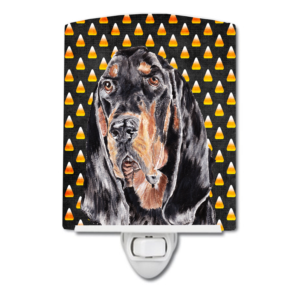 Black and Tan Coonhound  Candy Corn Halloween Ceramic Night Light SC9525CNL - the-store.com