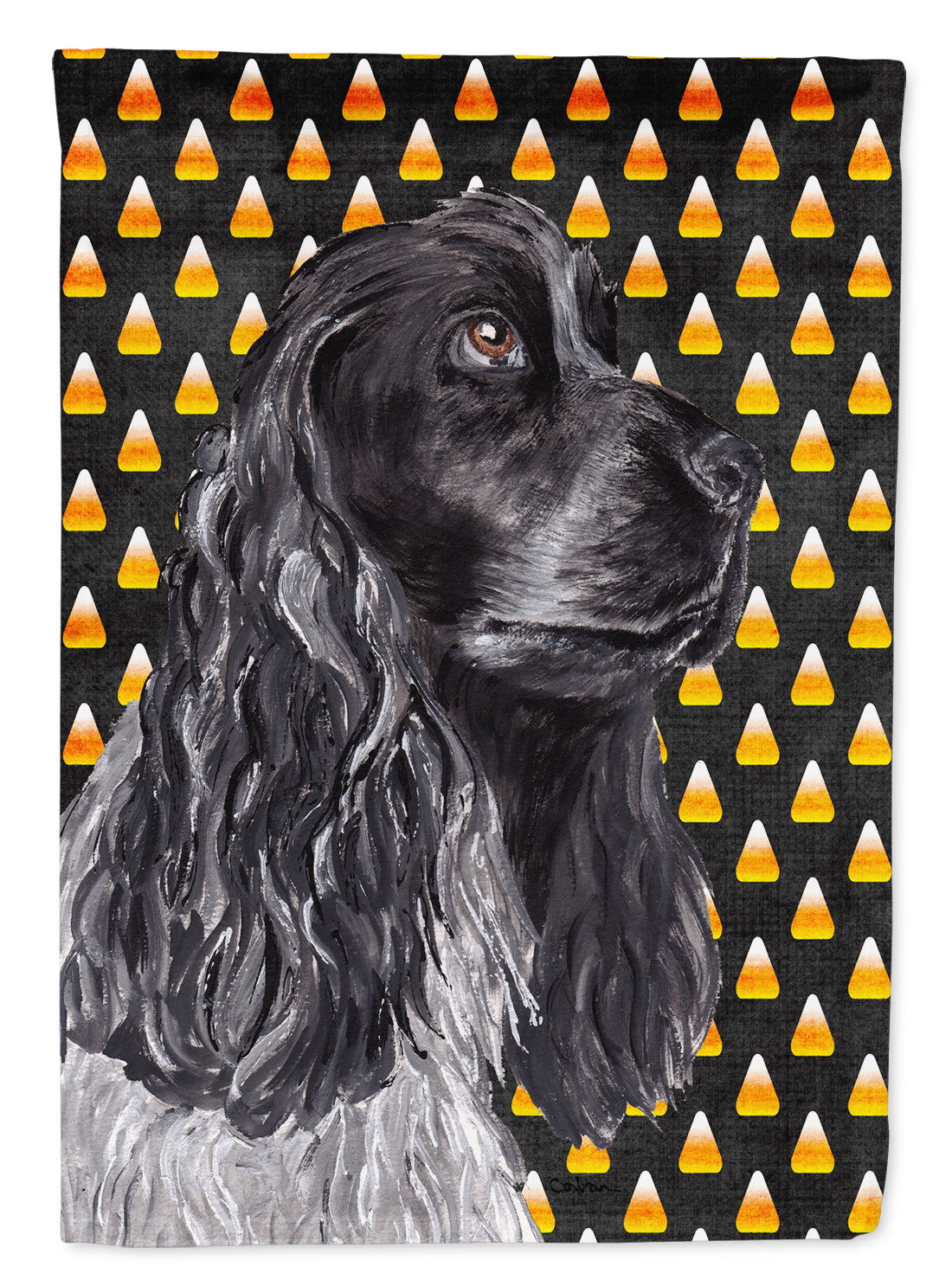 Cocker Spaniel Halloween Candy Corn Flag Canvas House Size  the-store.com.