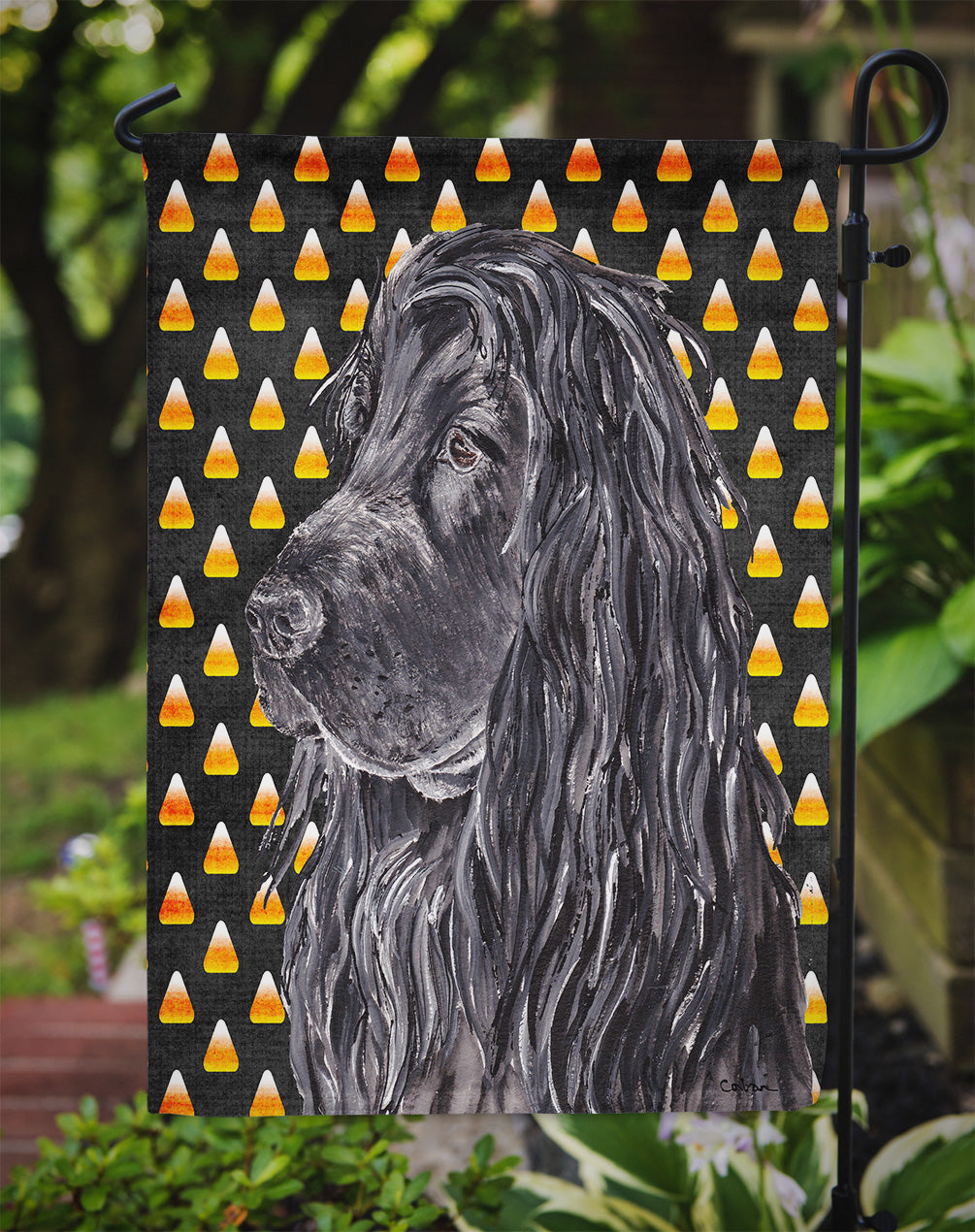 English Cocker Spaniel Halloween Candy Corn Flag Garden Size.