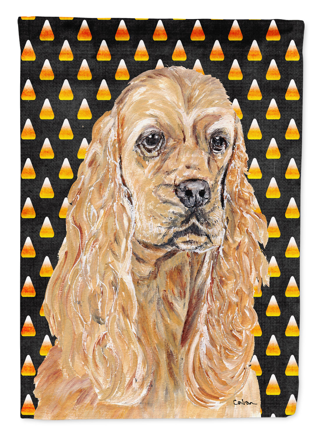 Cocker Spaniel Halloween Candy Corn Flag Canvas House Size  the-store.com.