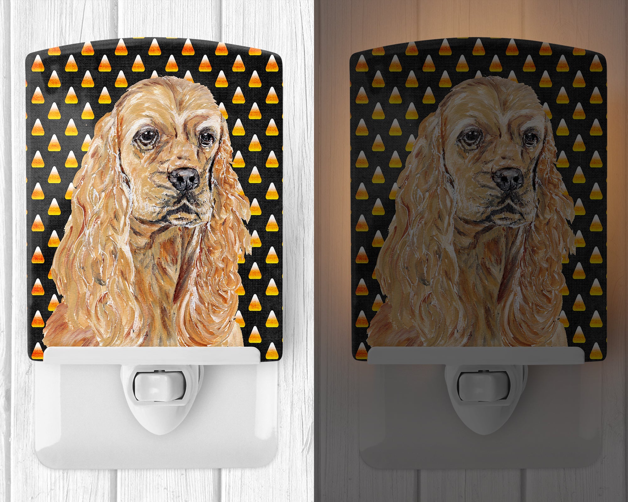 Buff Cocker Spaniel  Candy Corn Halloween Ceramic Night Light SC9528CNL - the-store.com