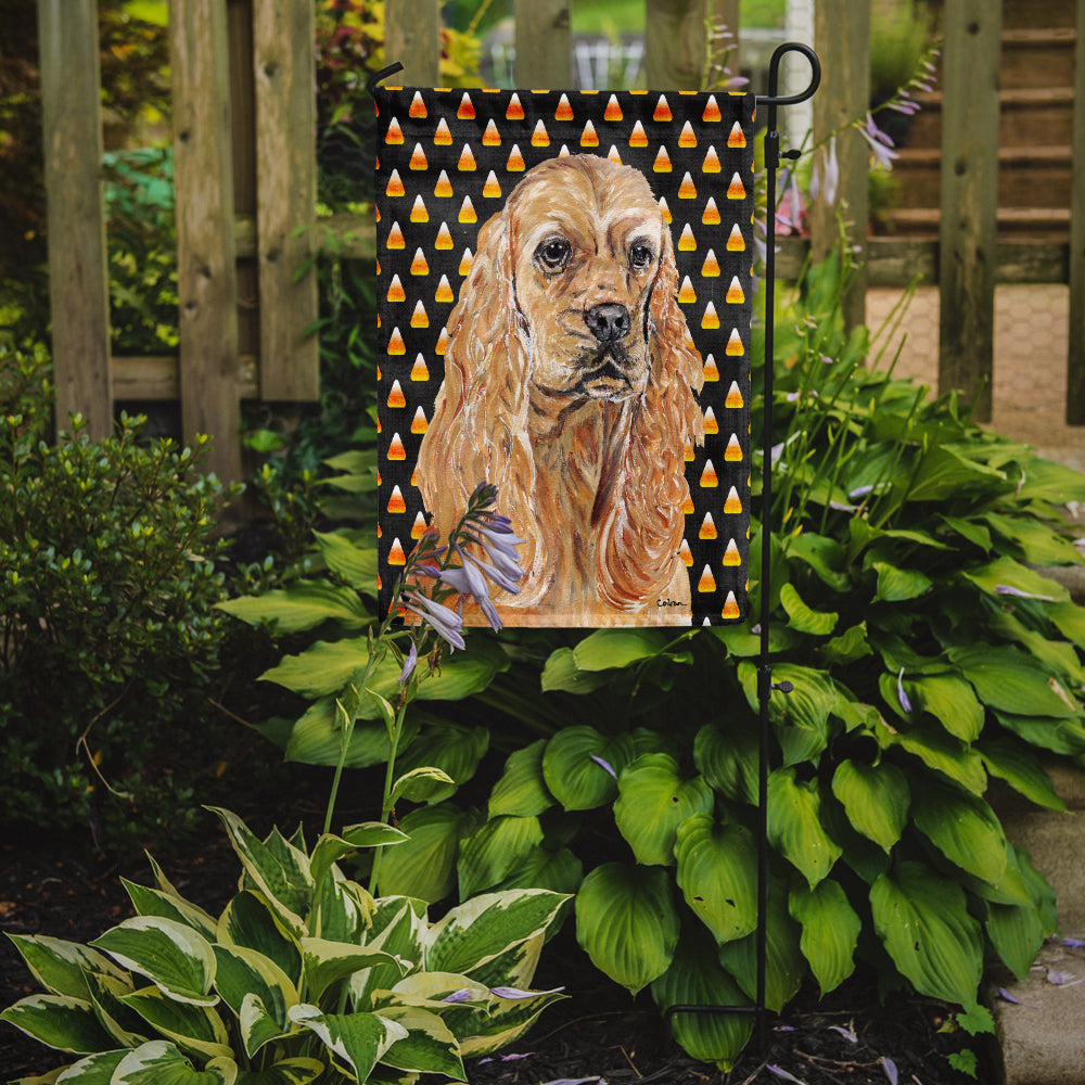 Cocker Spaniel Halloween Candy Corn Flag Garden Size.