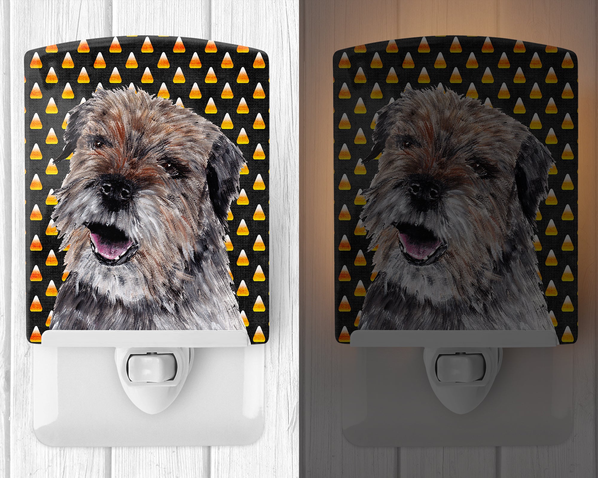 Border Terrier  Candy Corn Halloween Ceramic Night Light SC9529CNL - the-store.com