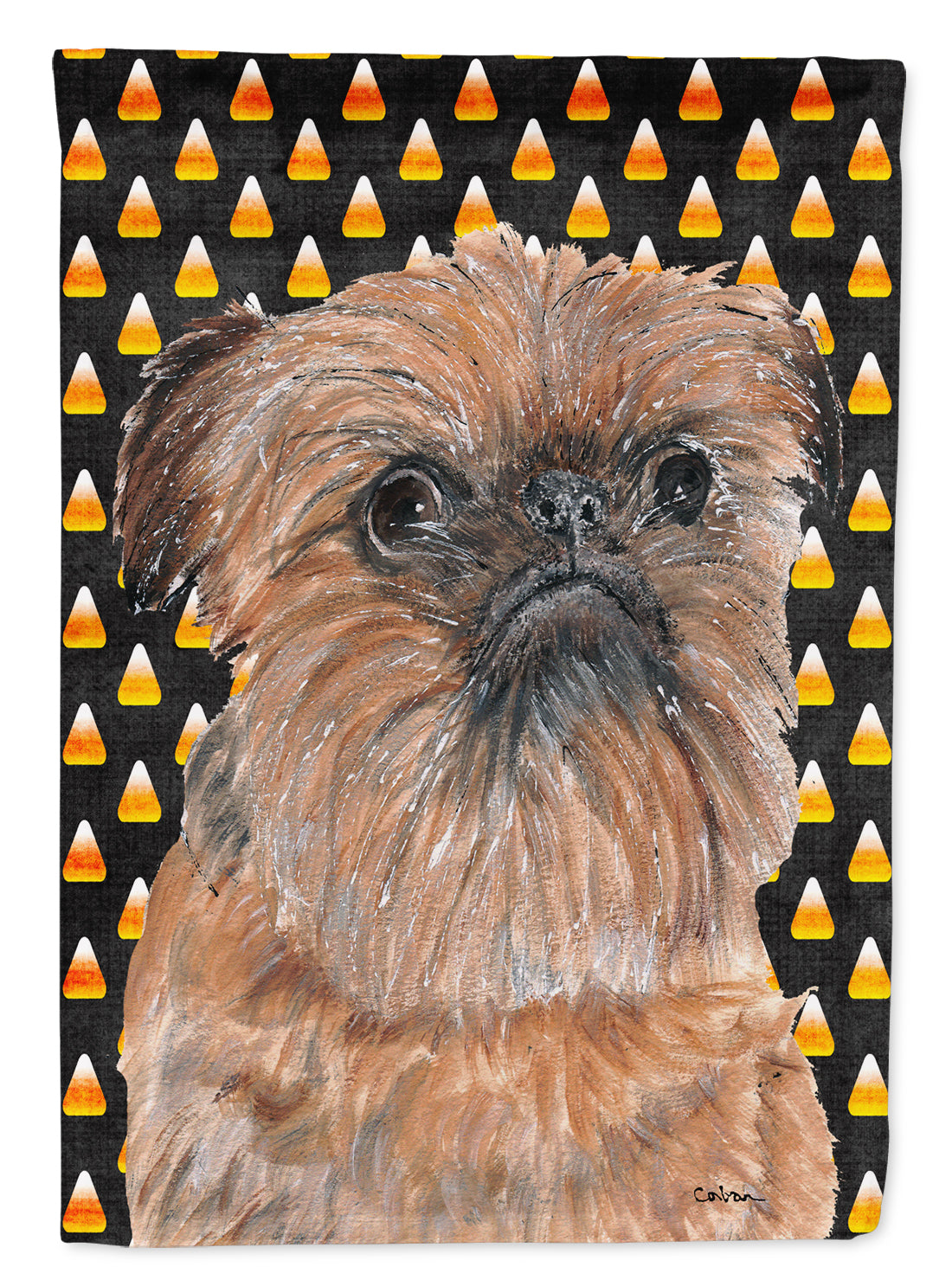 Brussels Griffon Halloween Candy Corn Flag Garden Size.