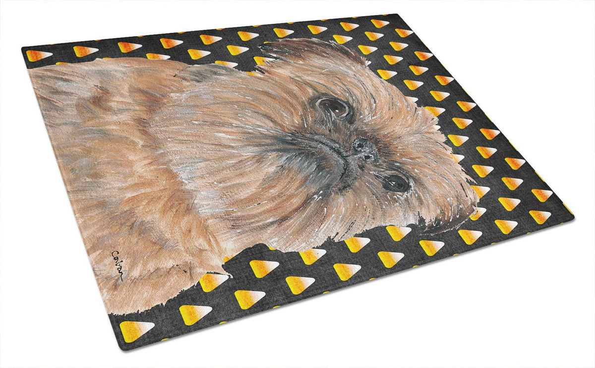 Brussels Griffon Halloween Candy Corn Glass Cutting Board Large by Caroline&#39;s Treasures