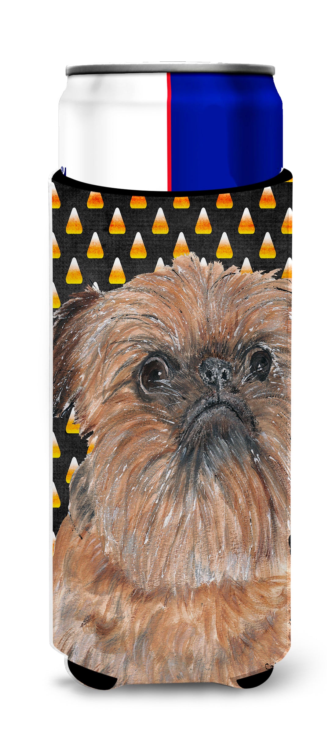 Brussels Griffon Halloween Candy Corn Ultra Beverage Insulators for slim cans.