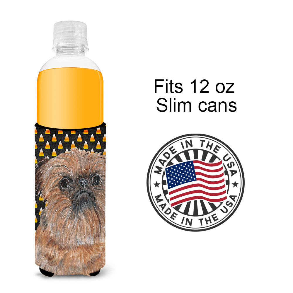 Brussels Griffon Halloween Candy Corn Ultra Beverage Insulators for slim cans.