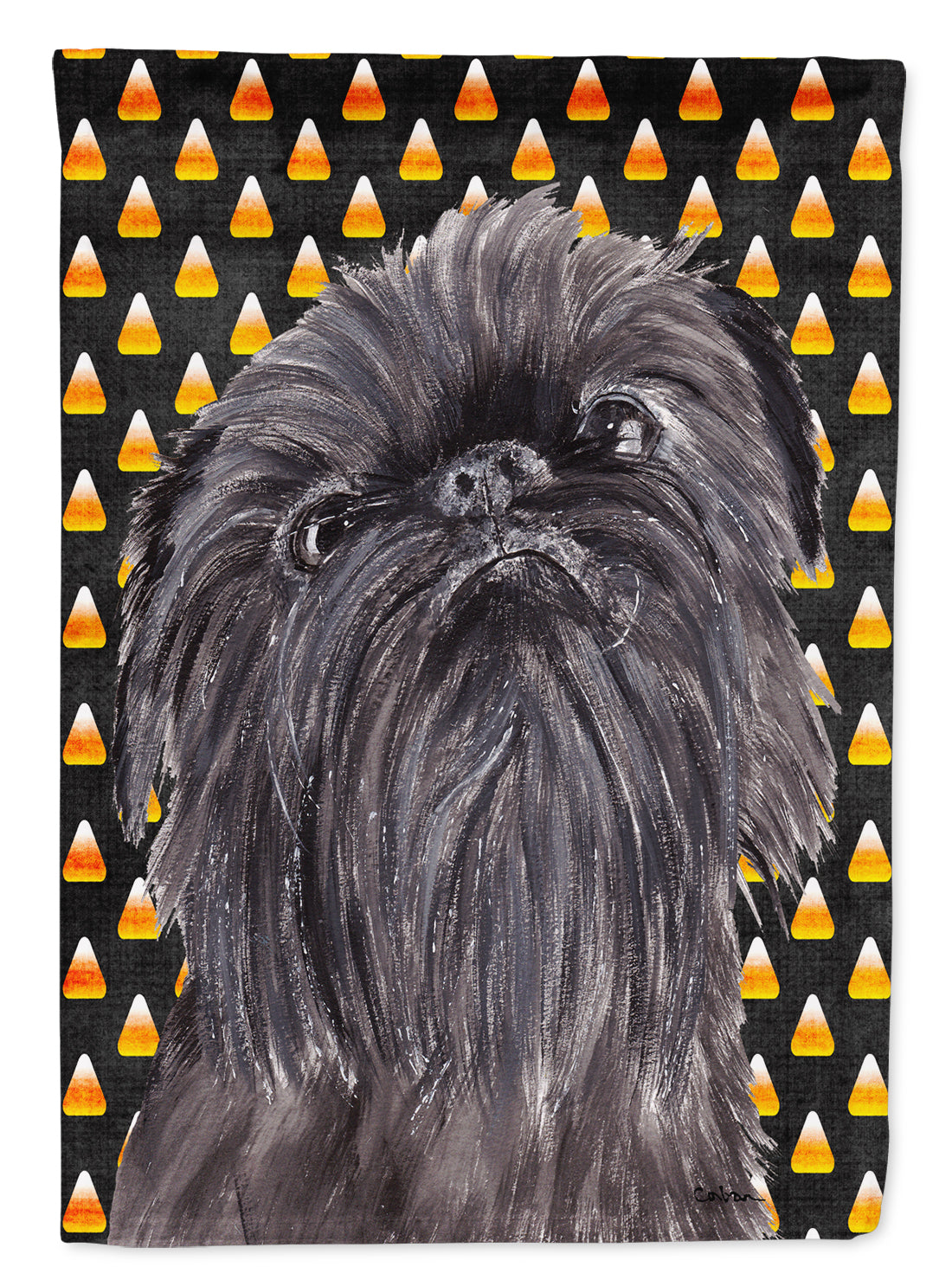 Brussels Griffon Halloween Candy Corn Flag Canvas House Size  the-store.com.