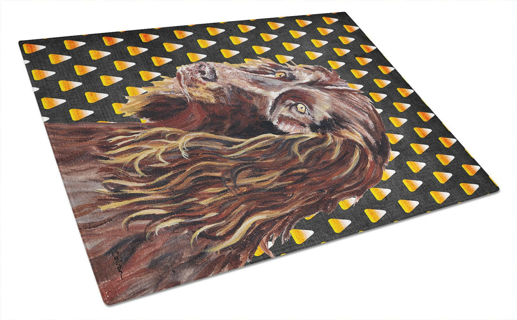 Boykin Spaniel Halloween Candy Corn Glass Cutting Board Large by Caroline's Treasures