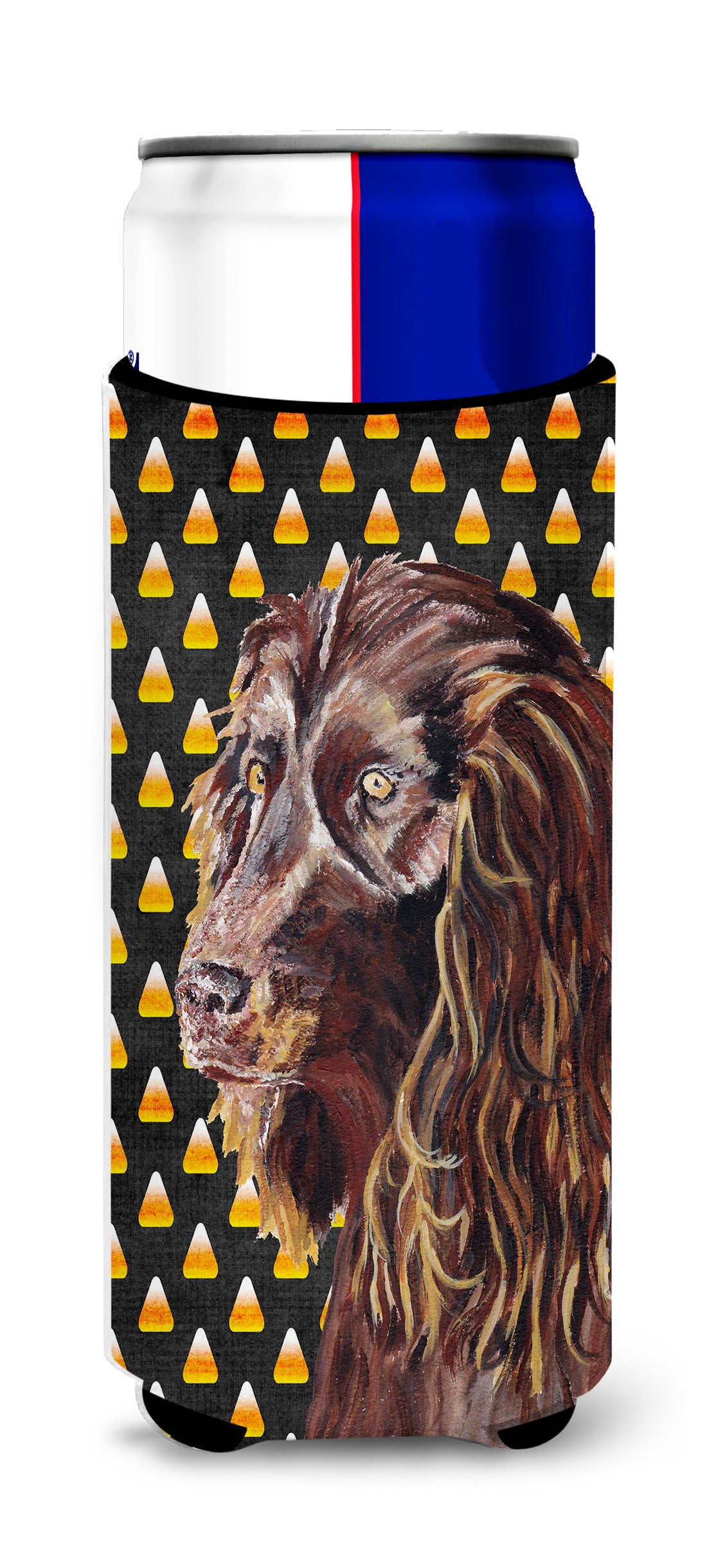 Boykin Spaniel Halloween Candy Corn Ultra Beverage Insulators for slim cans.