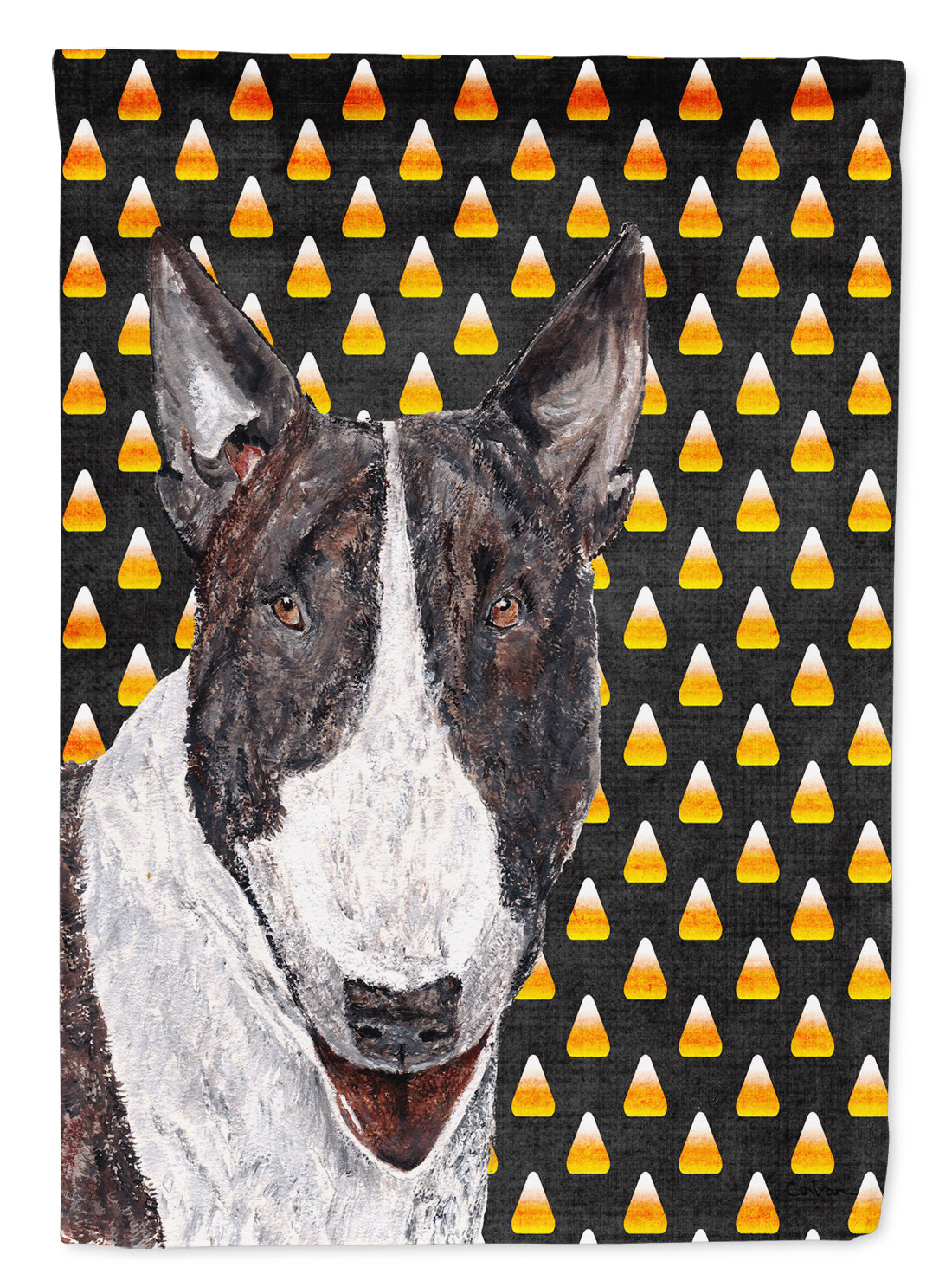 Bull Terrier Halloween Candy Corn Flag Garden Size.