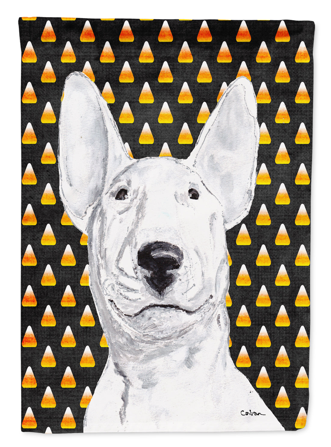 Bull Terrier Halloween Candy Corn Flag Garden Size.