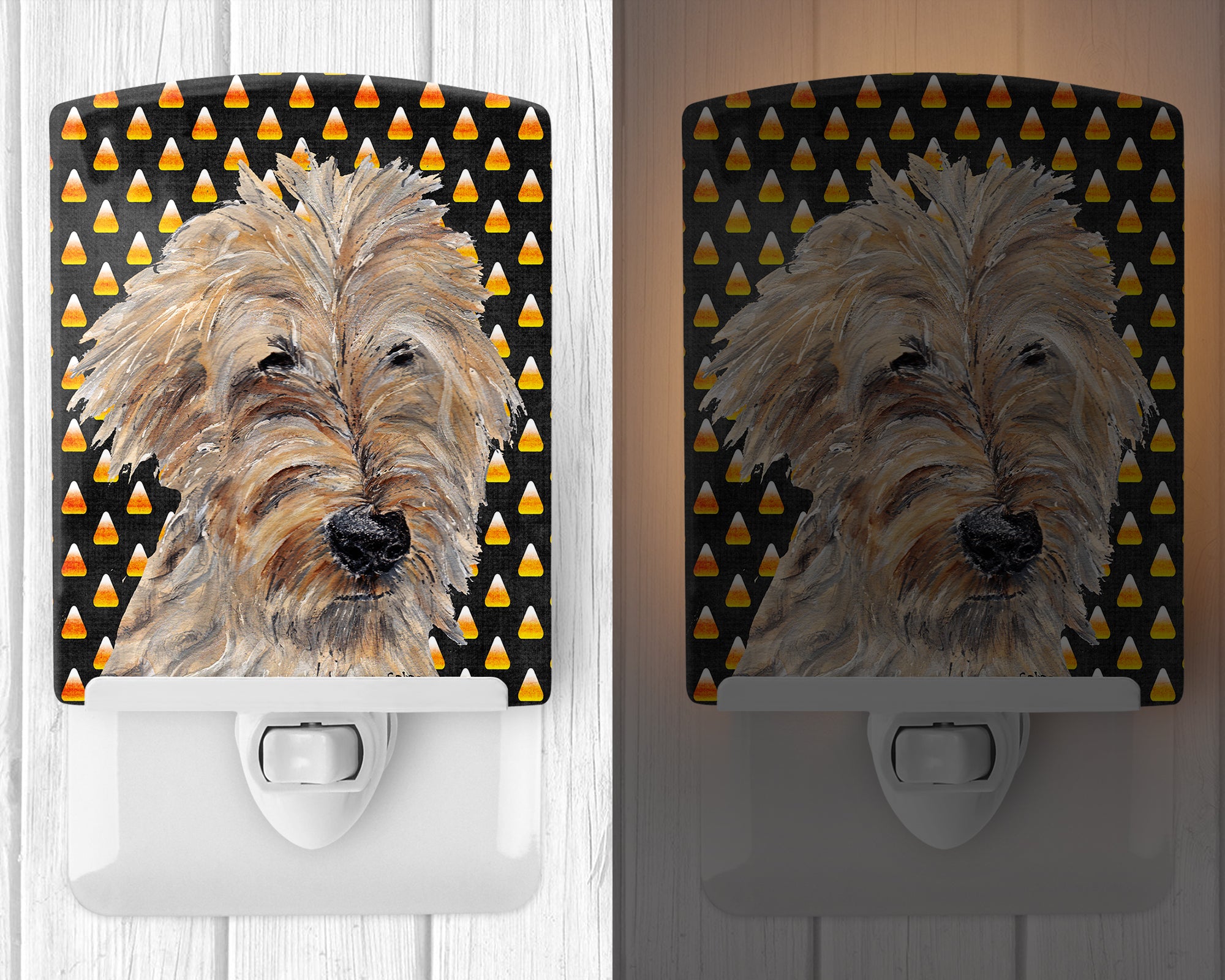 Golden Doodle Candy Corn Halloween Ceramic Night Light SC9535CNL - the-store.com