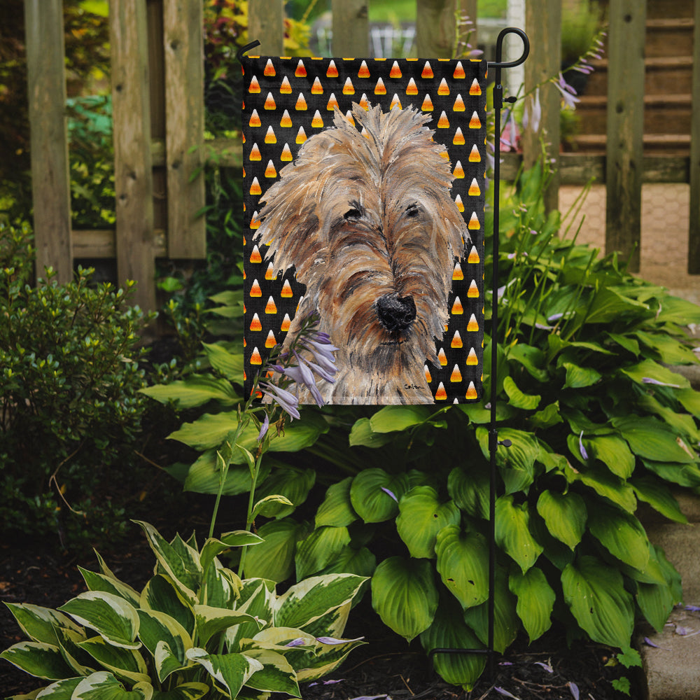 Goldendoodle Halloween Candy Corn Flag Garden Size.