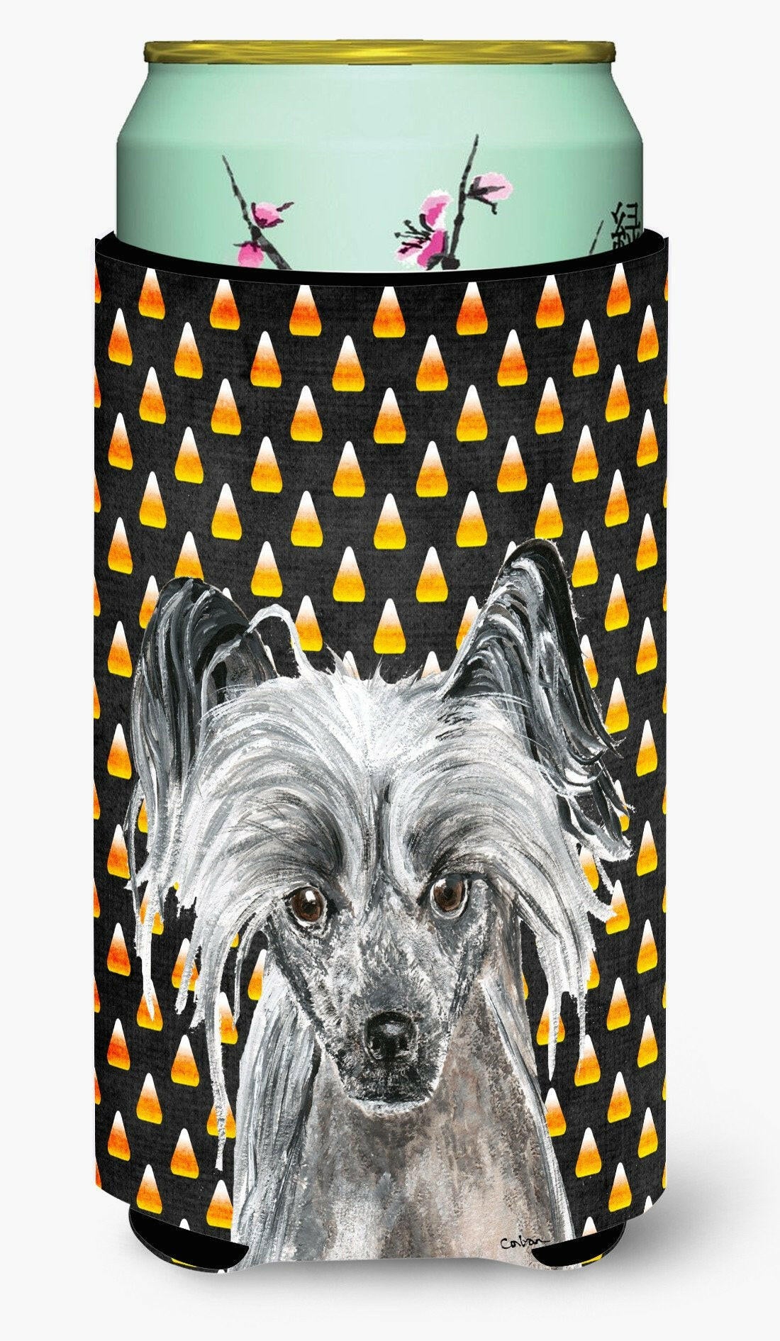 Chinese Crested Halloween Candy Corn Tall Boy Beverage Insulator Beverage Insulator Hugger by Caroline&#39;s Treasures