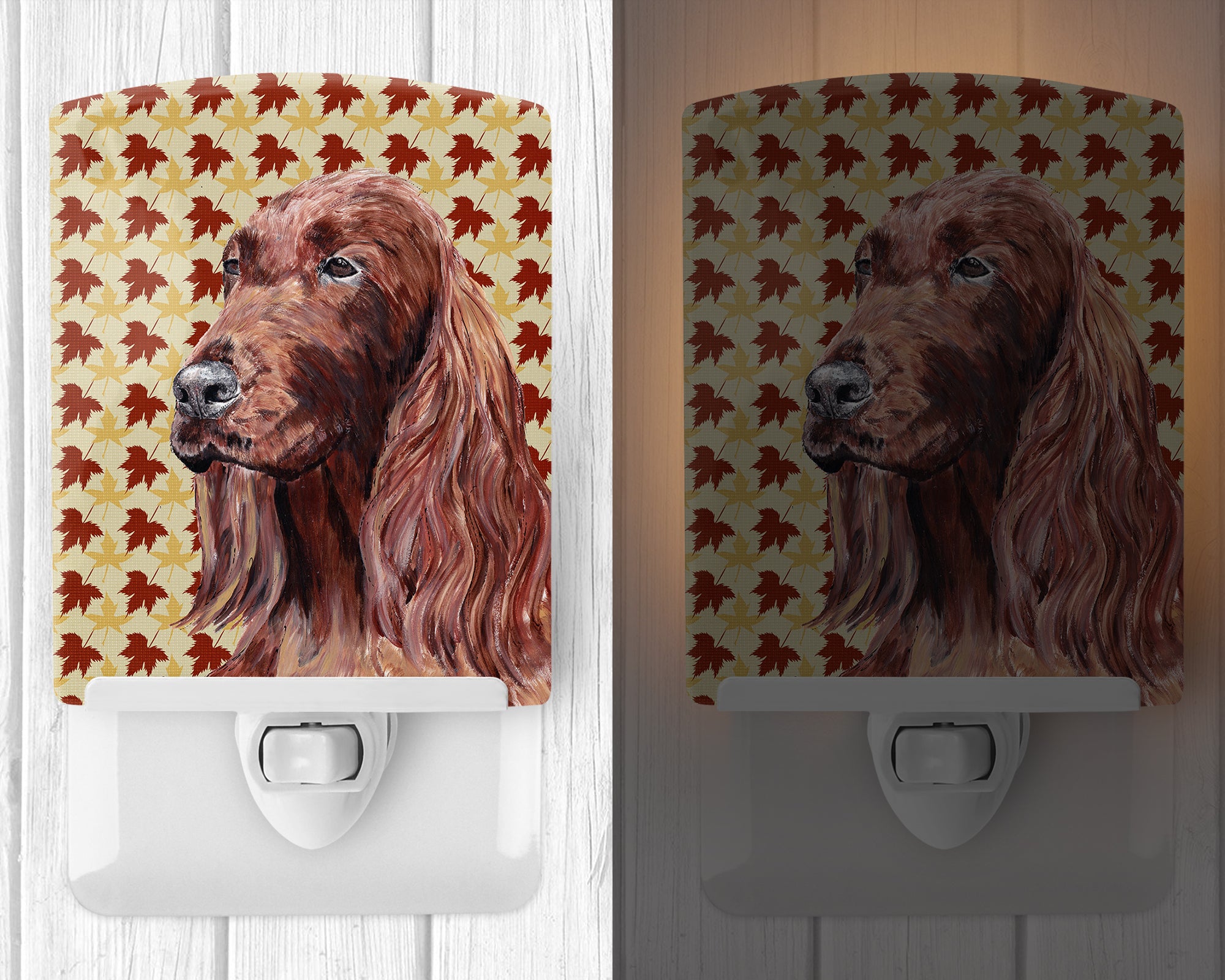 Irish Setter Fall Leaves Ceramic Night Light SC9538CNL - the-store.com