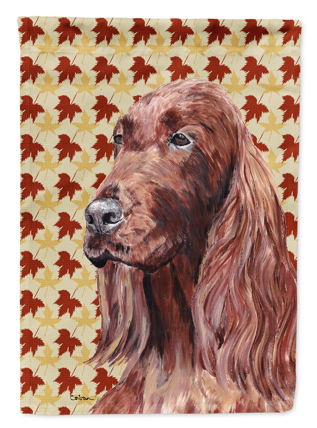 Irish Setter Fall Leaves Flag Garden Size.