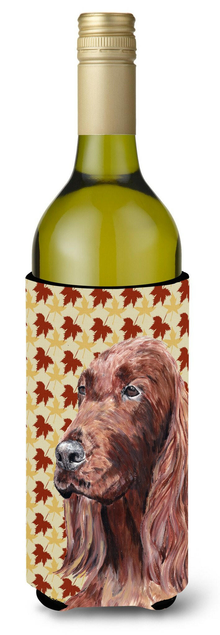 Irish Setter Fall Leaves Wine Bottle Beverage Insulator Beverage Insulator Hugger by Caroline&#39;s Treasures