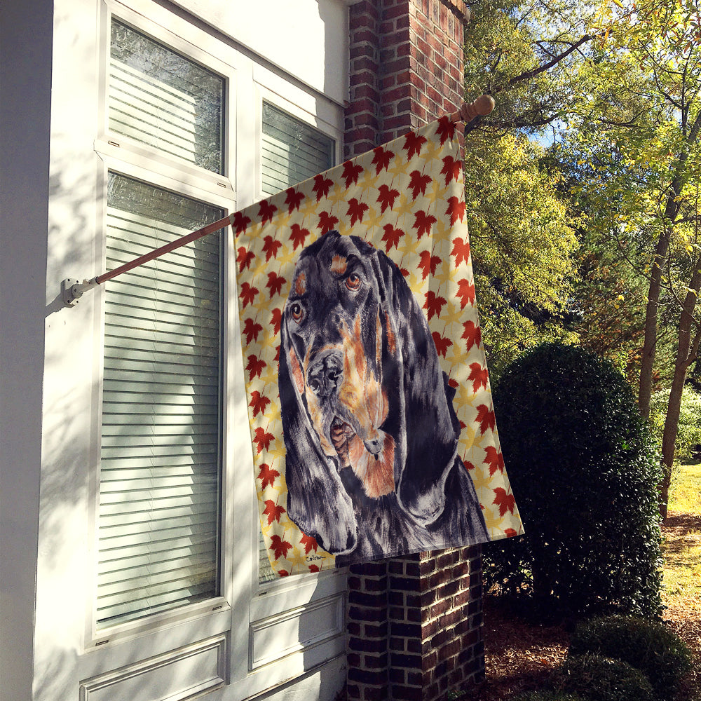 Coonhound Fall Leaves Flag Canvas House Size  the-store.com.