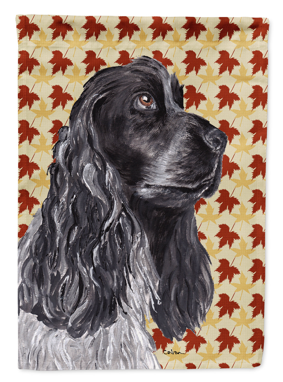 Cocker Spaniel Fall Leaves Flag Garden Size.