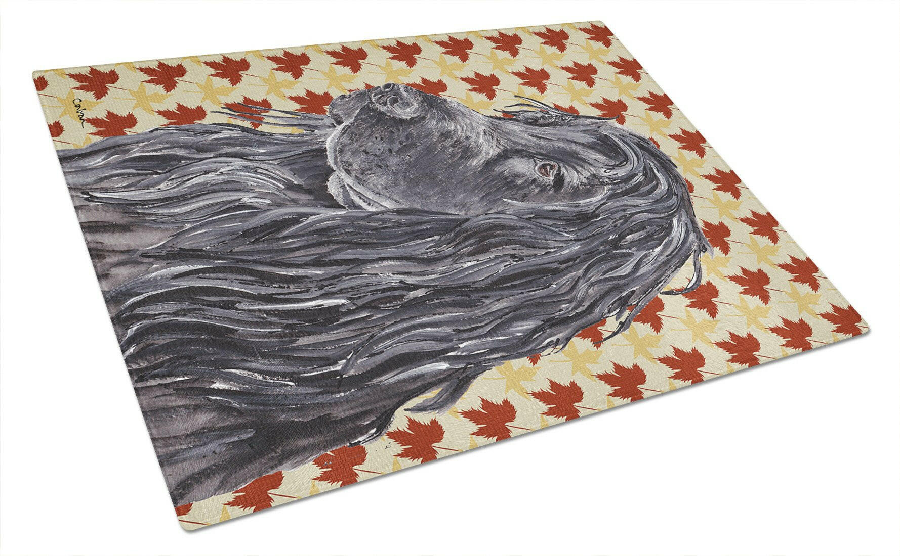 English Cocker Spaniel Fall Leaves Glass Cutting Board Large by Caroline's Treasures