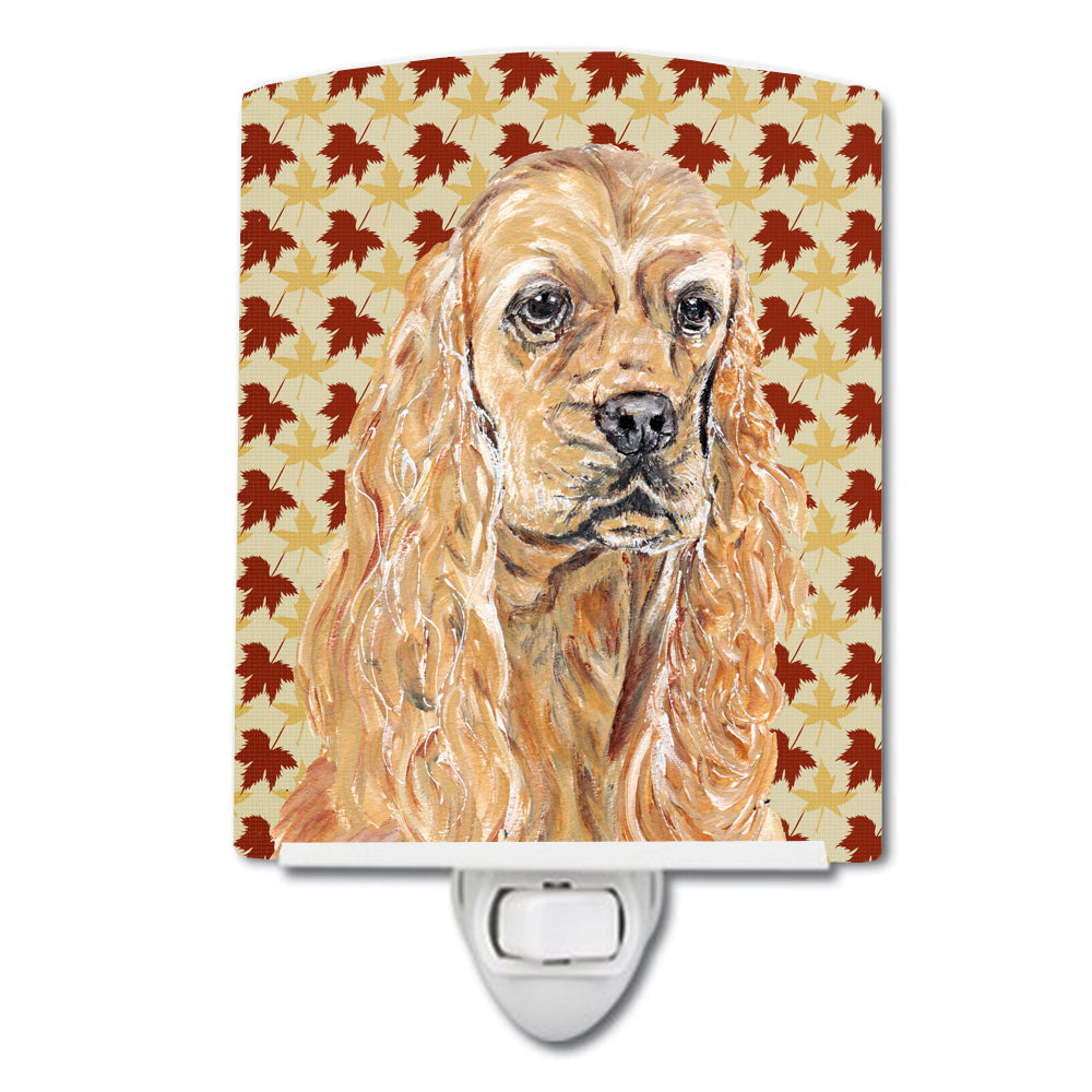 Buff Cocker Spaniel Fall Leaves Ceramic Night Light SC9542CNL - the-store.com