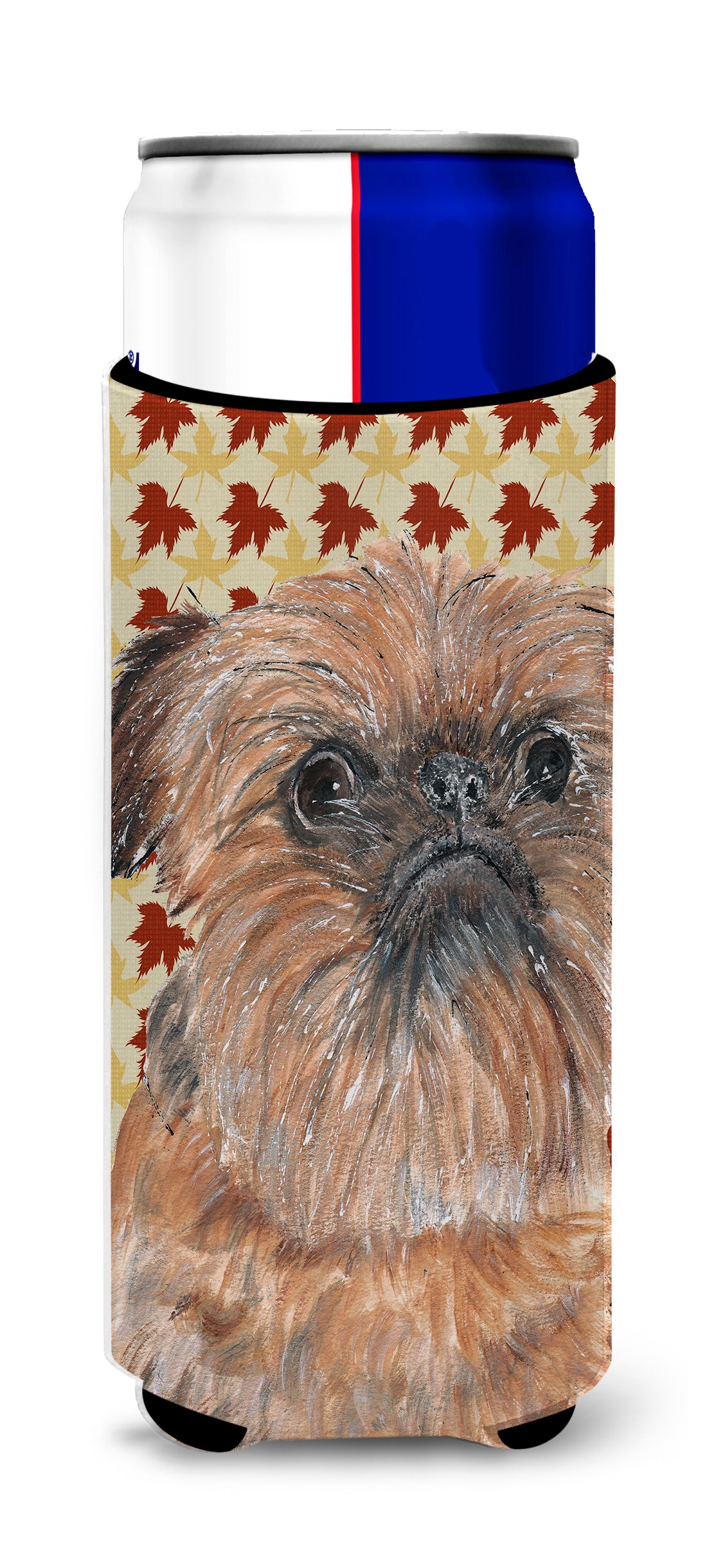 Brussels Griffon Fall Leaves Ultra Beverage Insulators for slim cans.