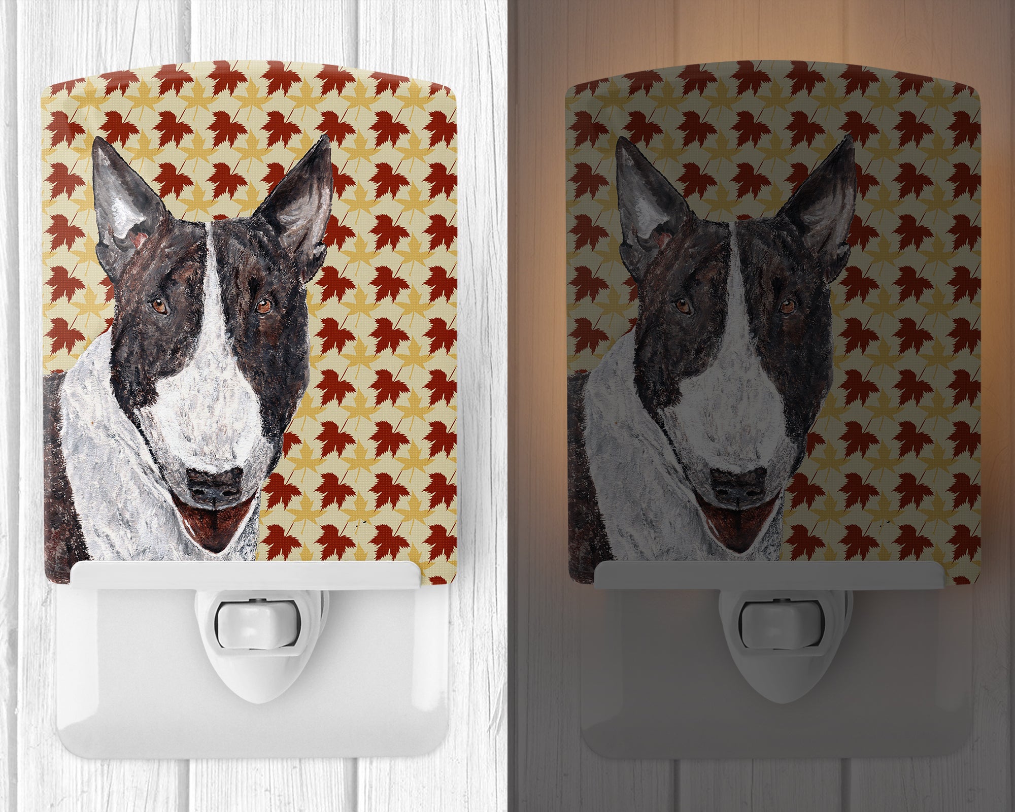 Bull Terrier Fall Leaves Ceramic Night Light SC9547CNL - the-store.com