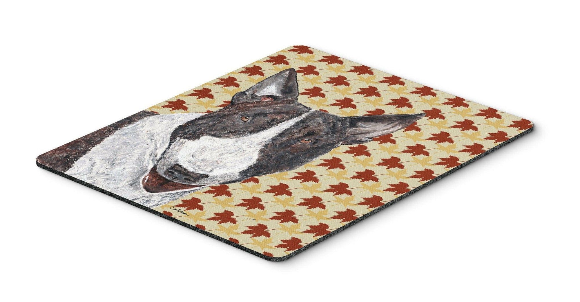 Bull Terrier Fall Leaves Mouse Pad, Hot Pad or Trivet by Caroline's Treasures