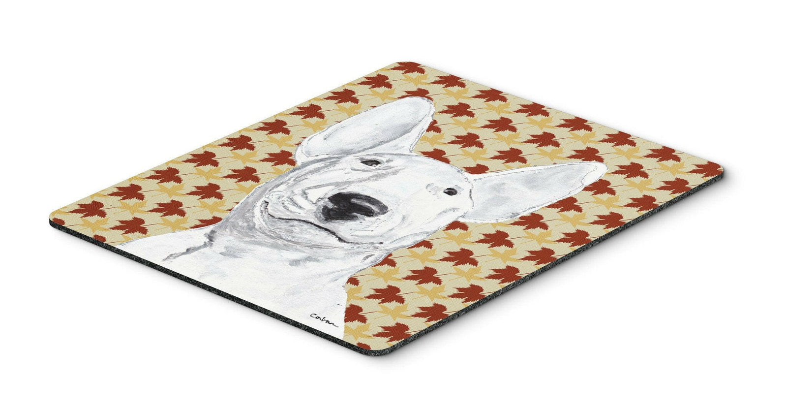 Bull Terrier Fall Leaves Mouse Pad, Hot Pad or Trivet by Caroline's Treasures