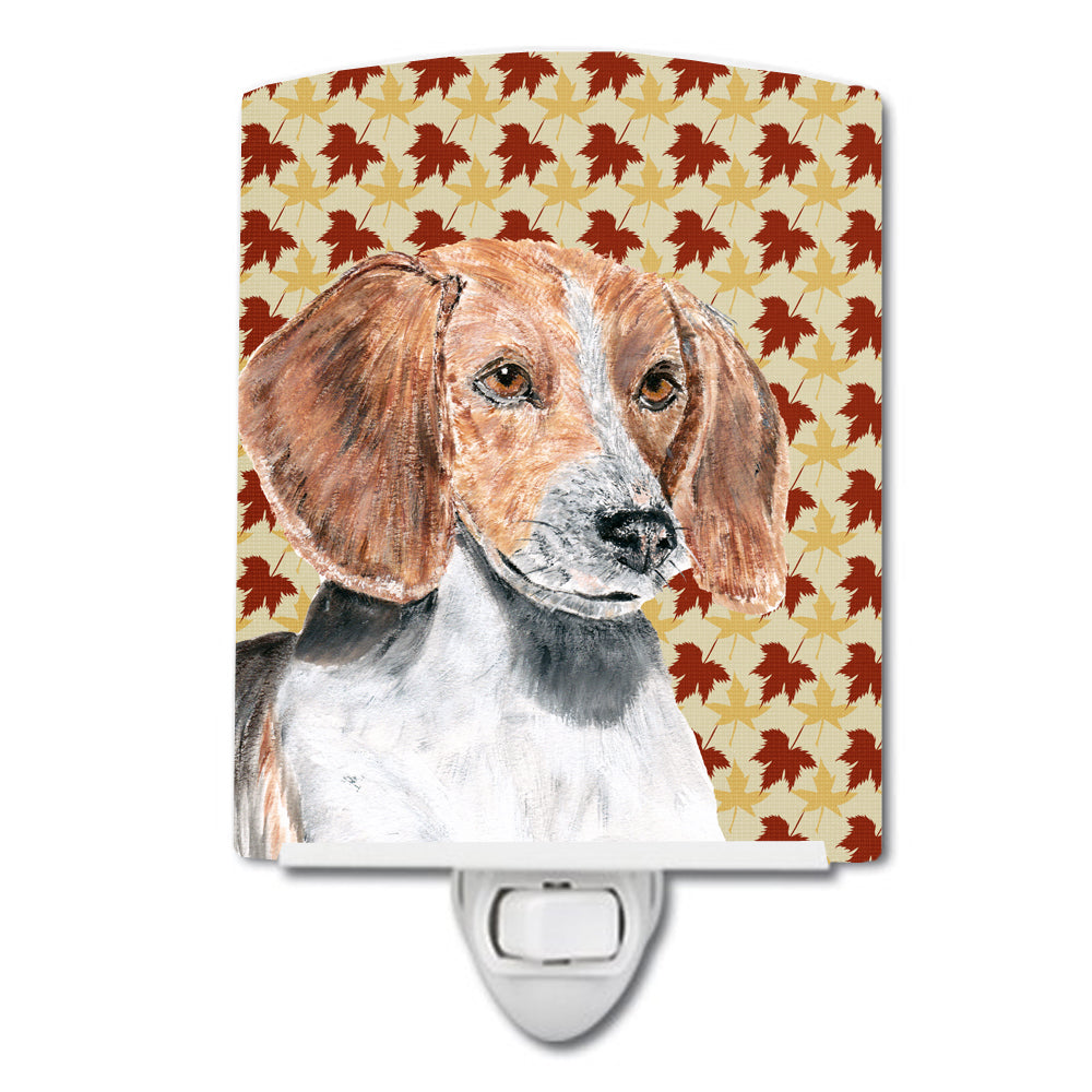 English Foxhound Fall Leaves Ceramic Night Light SC9551CNL - the-store.com