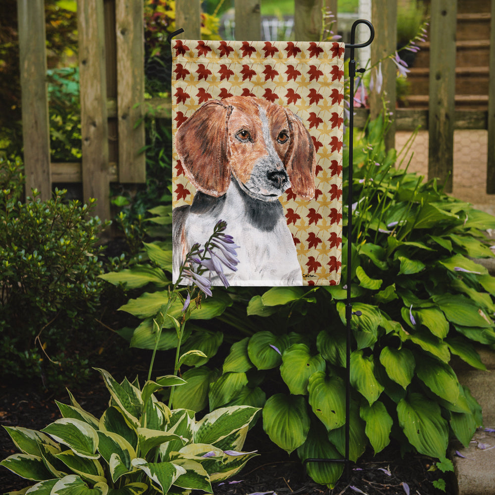 English Foxhound Fall Leaves Flag Garden Size.