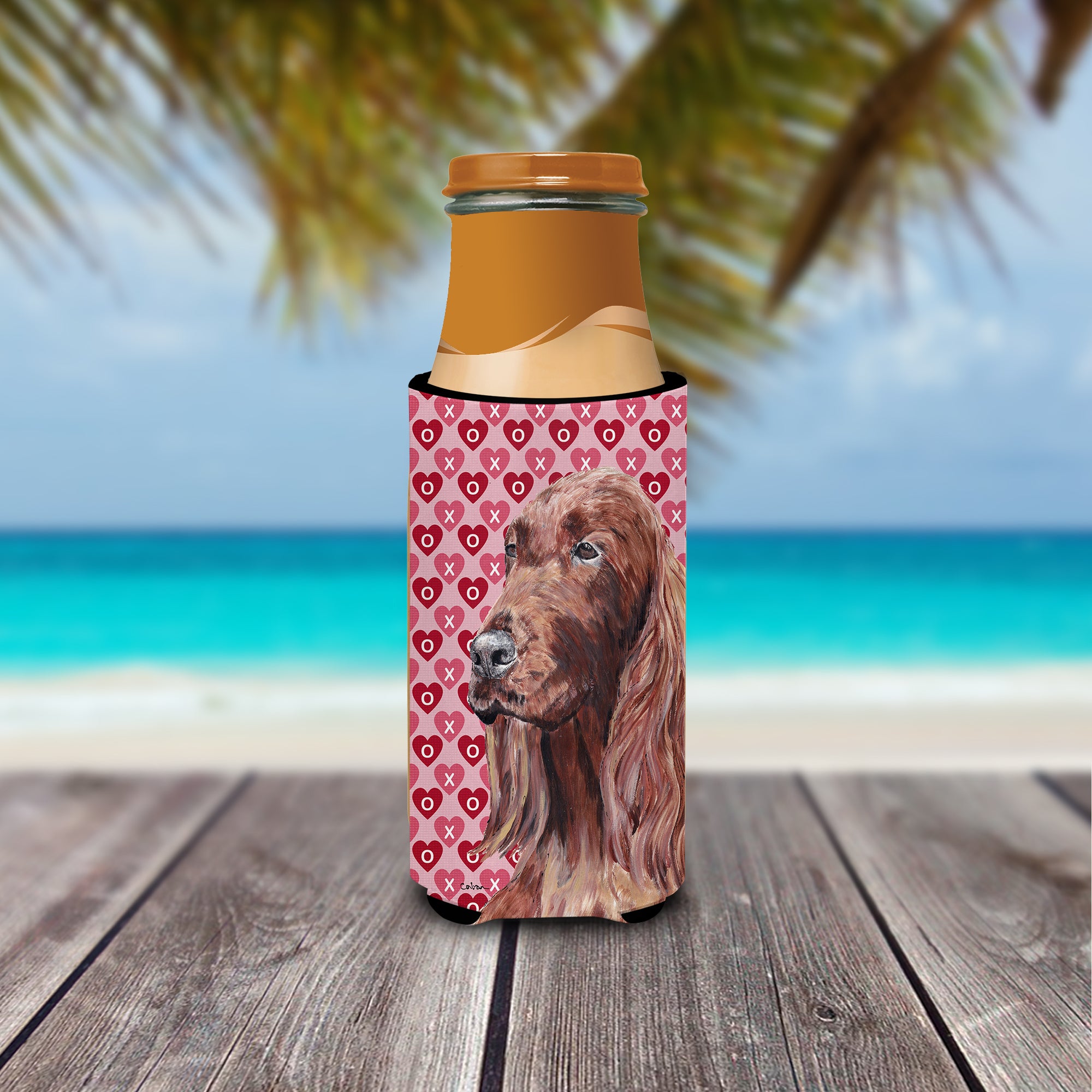 Irish Setter Valentine's Love Ultra Beverage Insulators for slim cans.