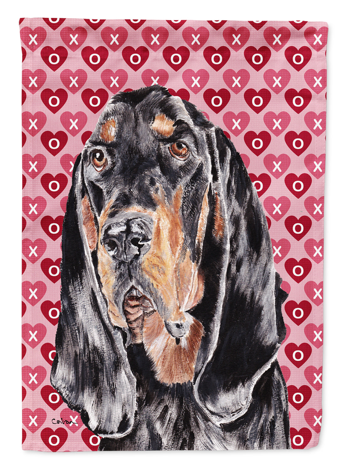 Coonhound Valentine's Love Flag Canvas House Size  the-store.com.