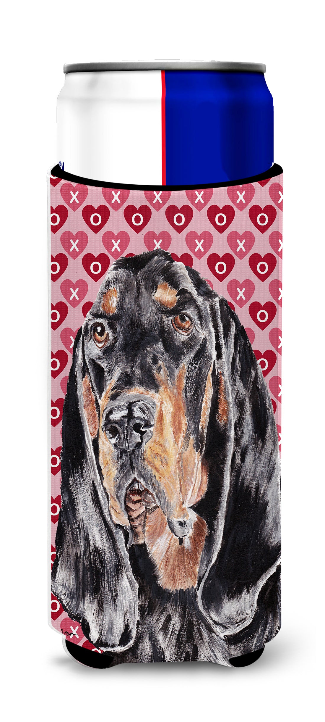 Coonhound Valentine's Love Ultra Beverage Insulators for slim cans.