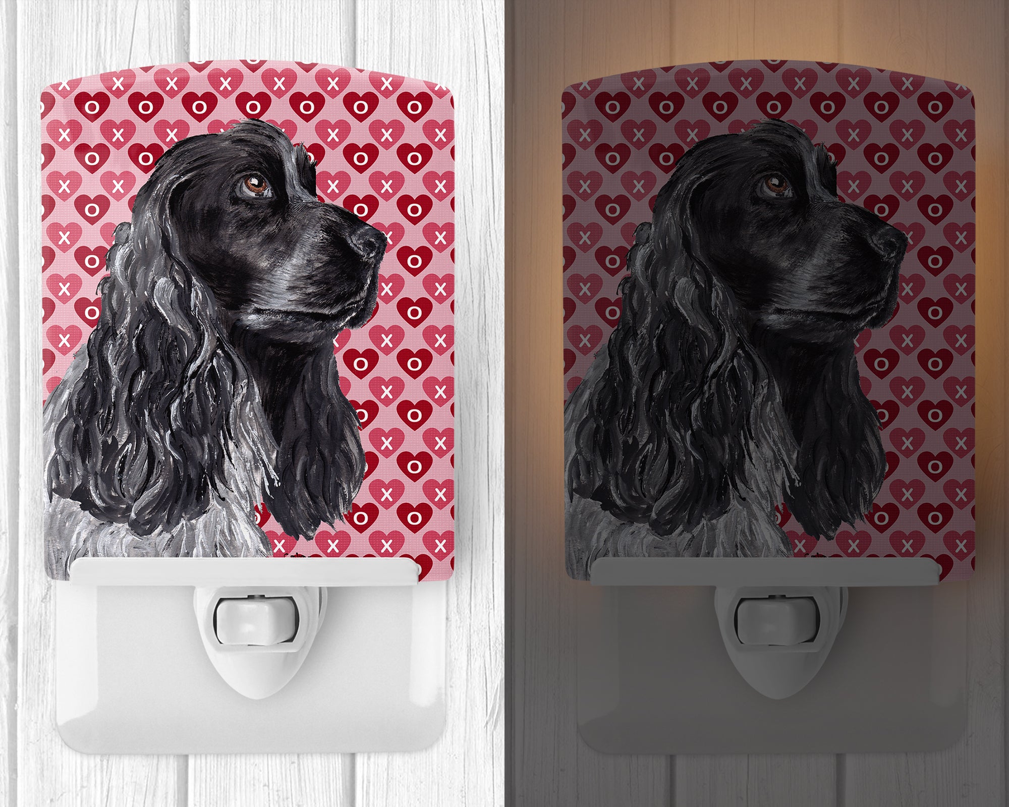 Black Cocker Spaniel Hearts and Love Ceramic Night Light SC9554CNL - the-store.com