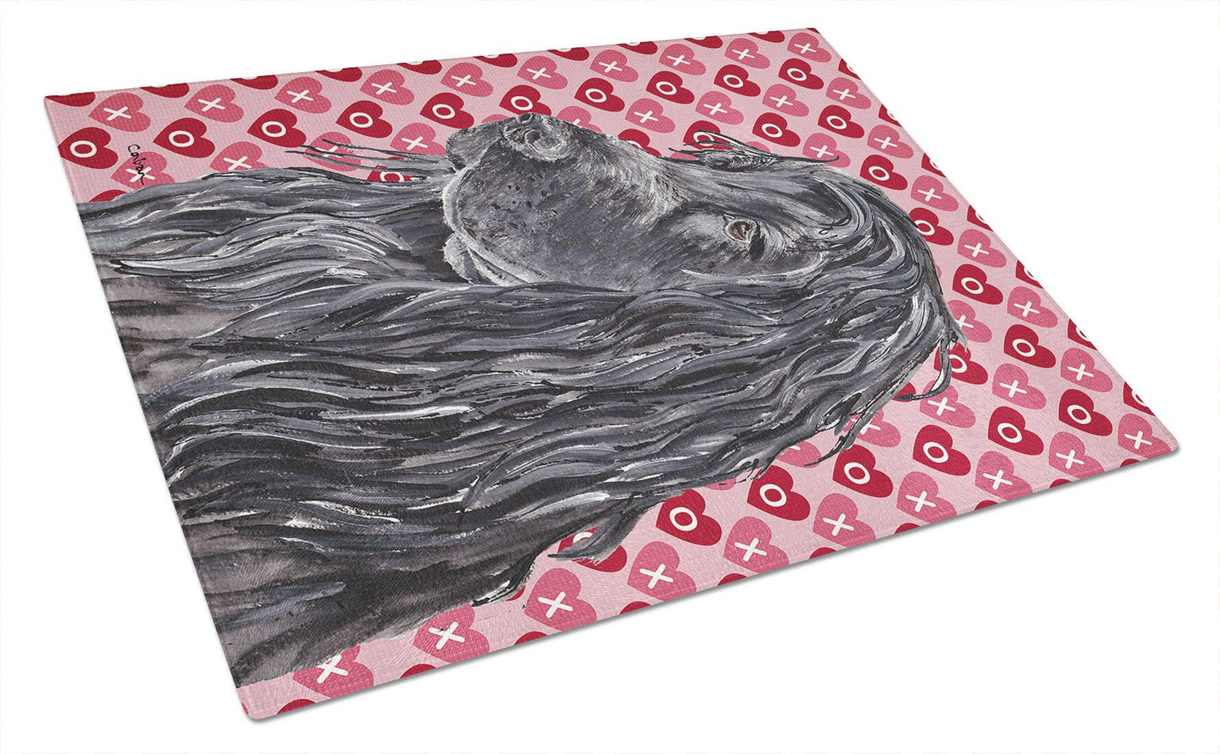 English Cocker Spaniel Valentine's Love Glass Cutting Board Large by Caroline's Treasures