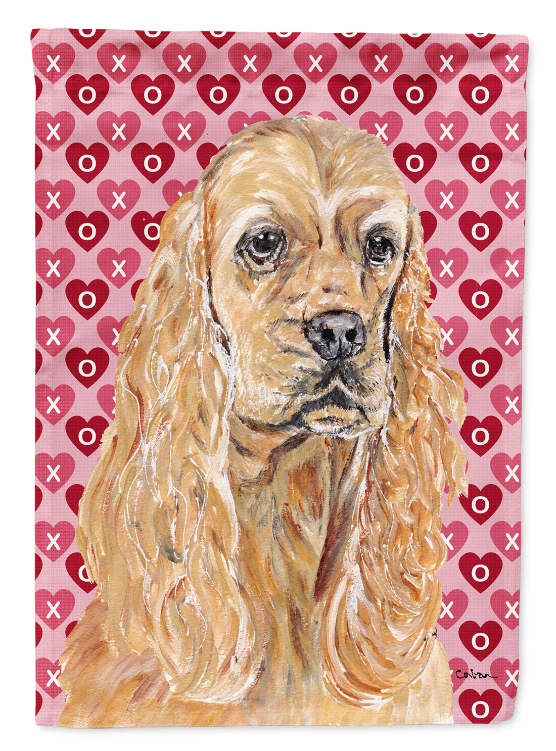 Cocker Spaniel Valentine&#39;s Love Flag Canvas House Size  the-store.com.