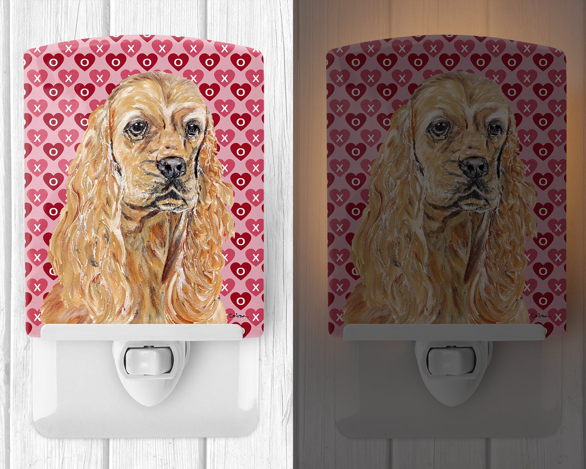 Buff Cocker Spaniel Hearts and Love Ceramic Night Light SC9556CNL - the-store.com