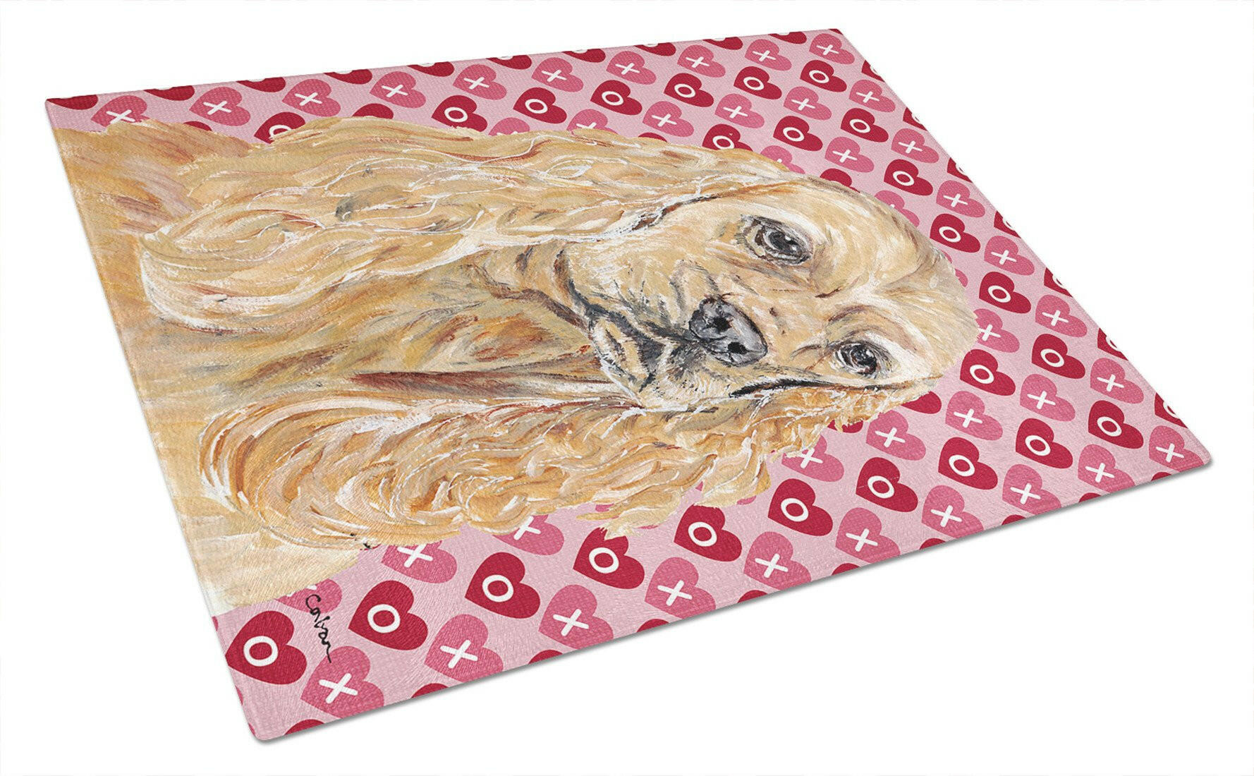 Cocker Spaniel Valentine's Love Glass Cutting Board Large by Caroline's Treasures