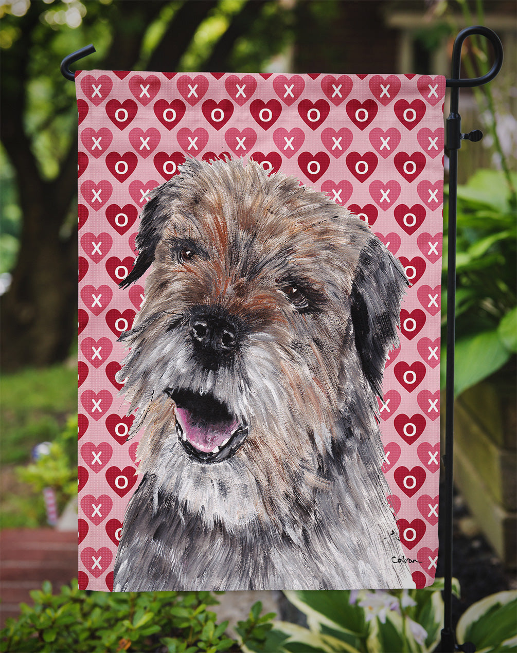 Border Terrier Valentine's Love Flag Garden Size.