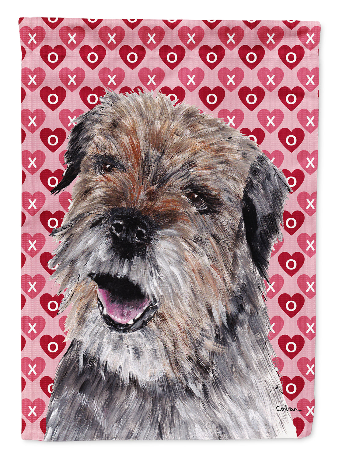 Border Terrier Valentine's Love Flag Garden Size.