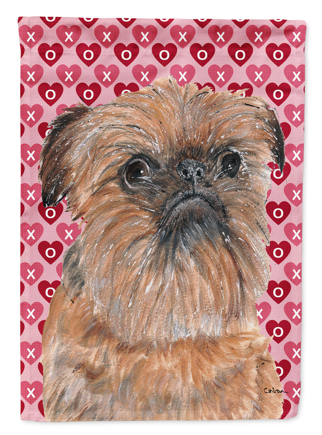 Brussels Griffon Valentine's Love Flag Garden Size.