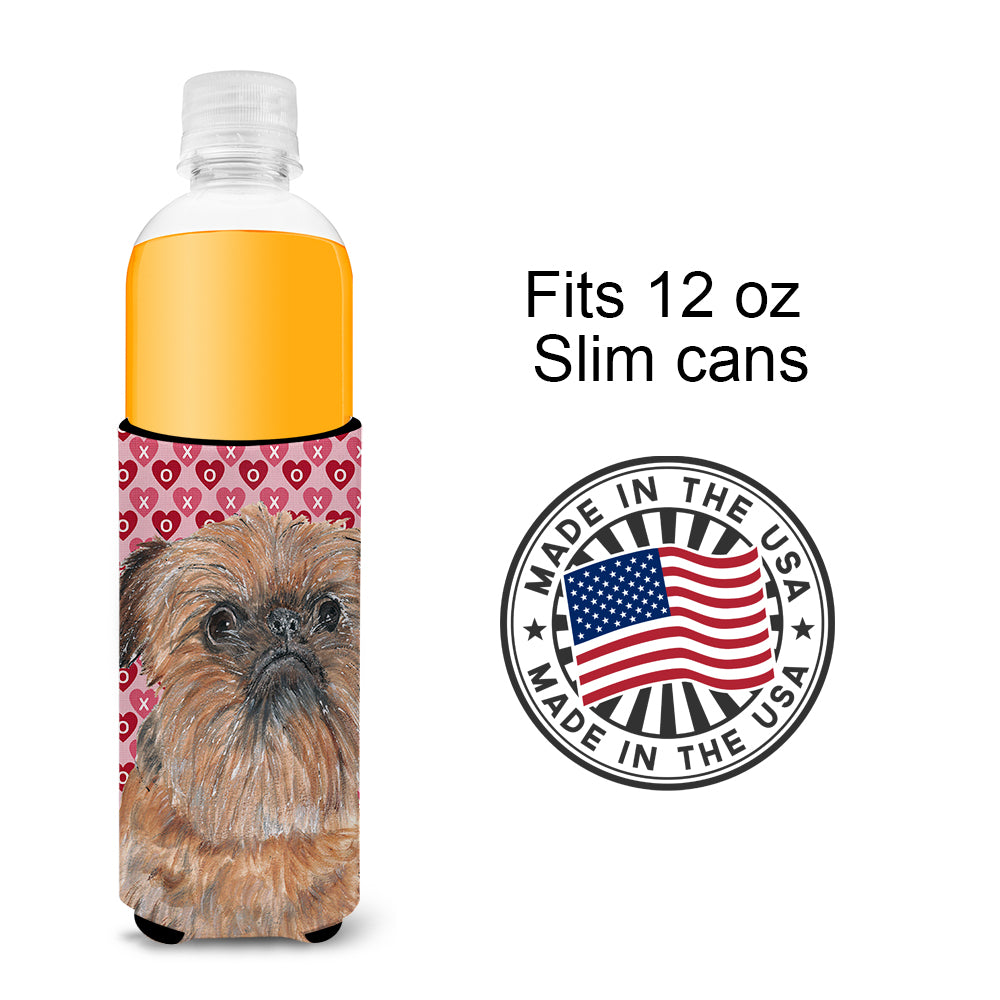 Brussels Griffon Valentine's Love Ultra Beverage Insulators for slim cans.